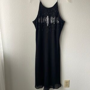 Cachet dress evening size 14 black stunning elegant beaded gown